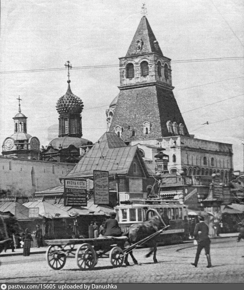 1910, в кадре: трамвай, Владимирские ворота Китай-города, Владимирская церковь