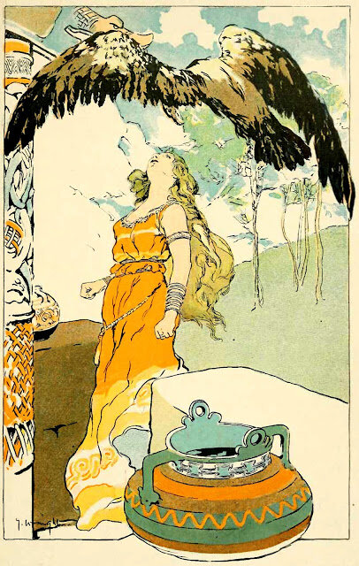 Один и Гуннлед. Иллюстрация из открытых источников