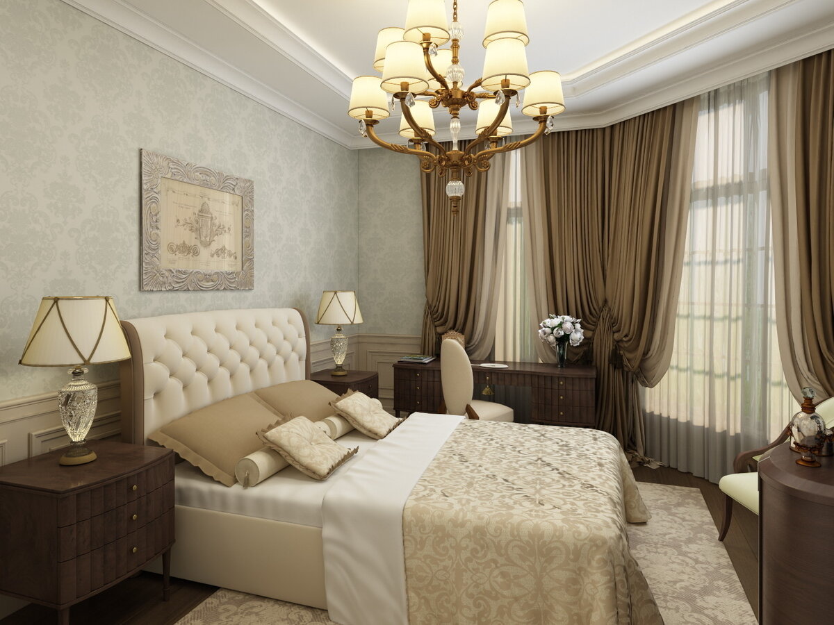 Классика разбавлена обоями в стиле прованс