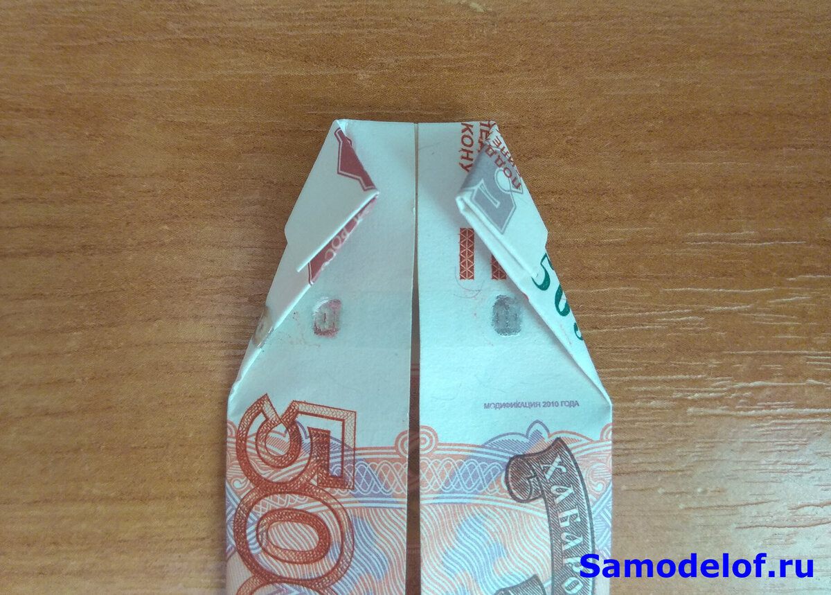 Оригами рубашка с галстуком из денег, схема
