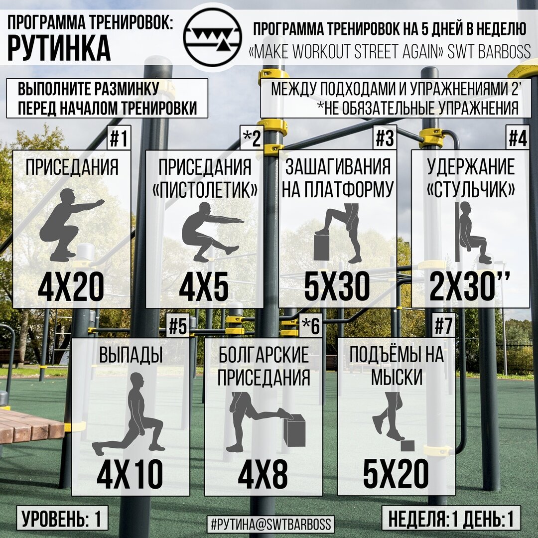 План тренировок на неделю на турнике