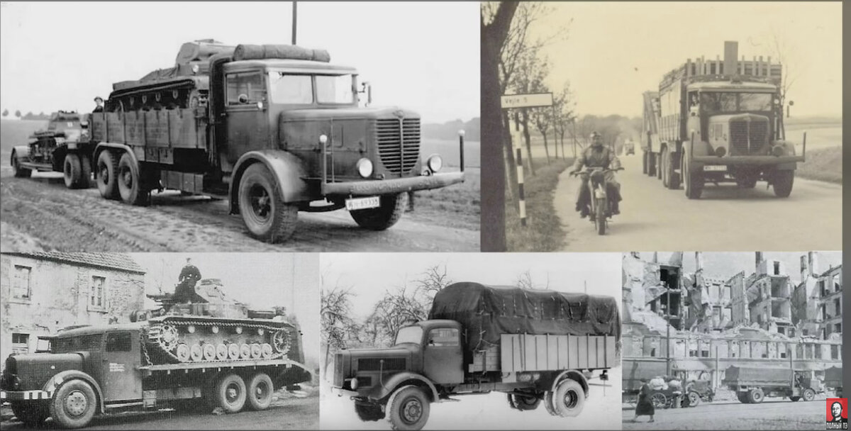 Тяжелые немецкие грузовики, способные перевести десяток тонн грузов. Увы, у наших ничего подобного не было. 