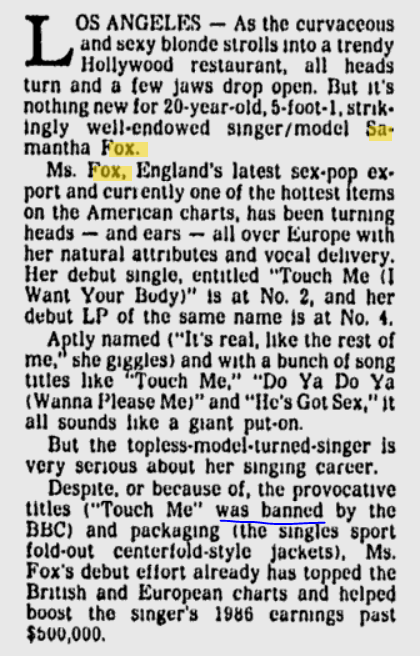 Заметка в американской газете за апрель 1987-го года