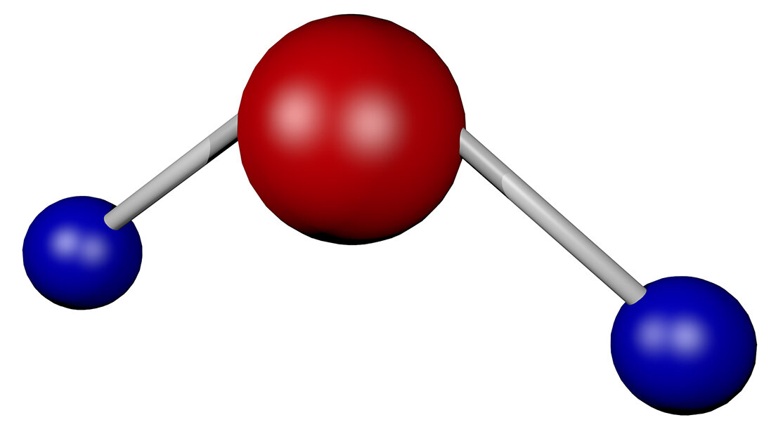 3D изображение молекулы воды (H2O)