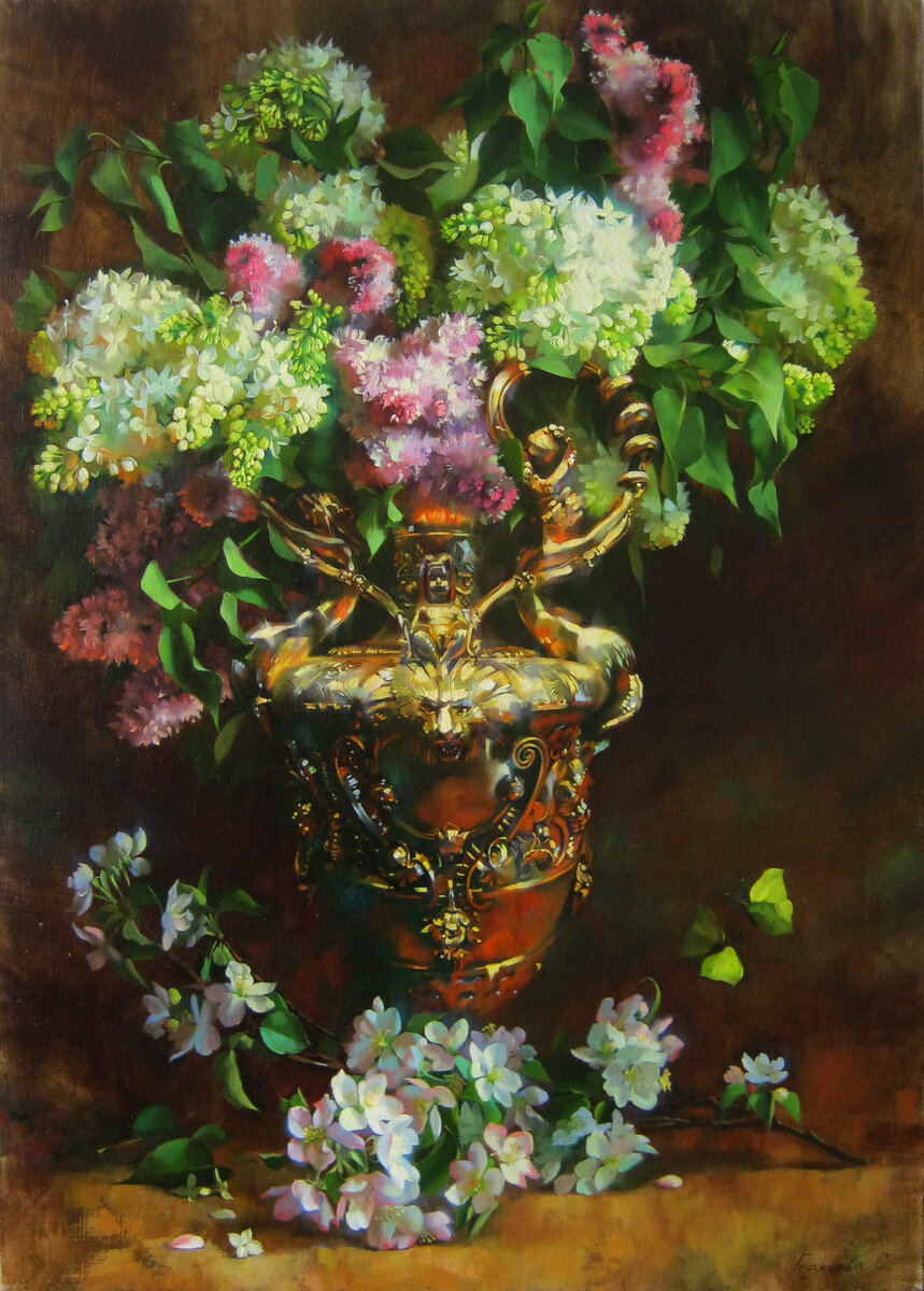 Чтобы написать такую картину, понадобится загрунтованный холст 80х60, краски, кисточки, разбавитель, ретушный лак.