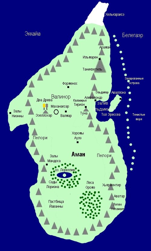 Карта континента Аман
