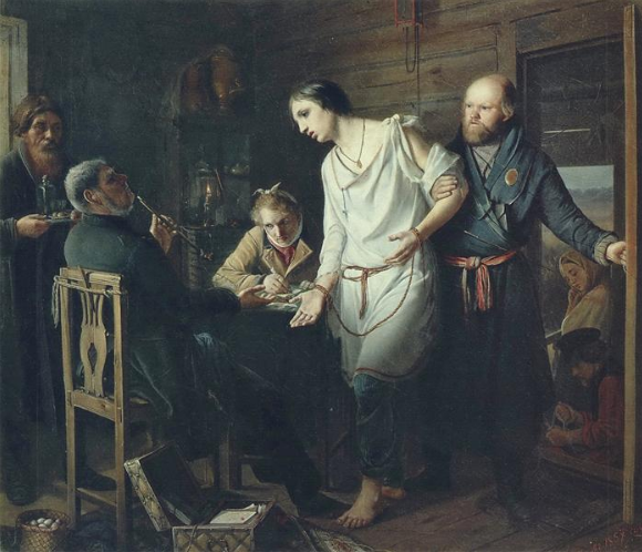 Приезд станового на следствие .1857 год.