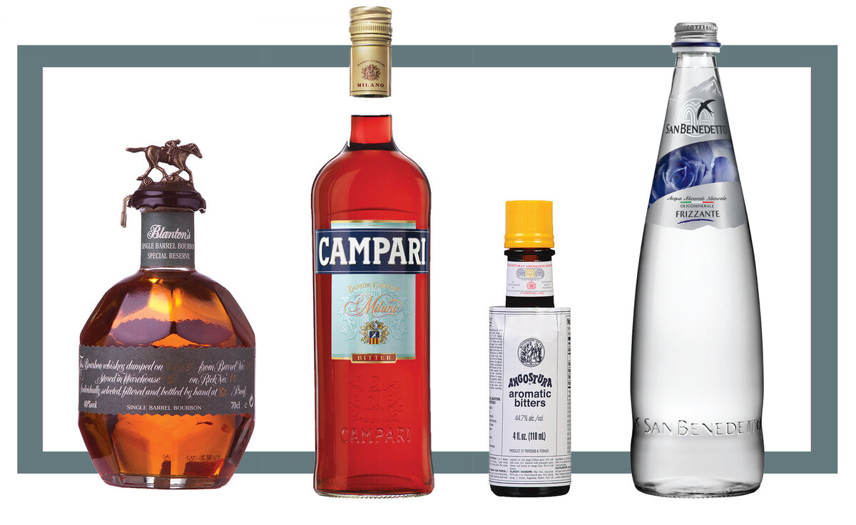 Слева направо: Blanton's Special Reserve; Campari; Angostura; San Benedetto 