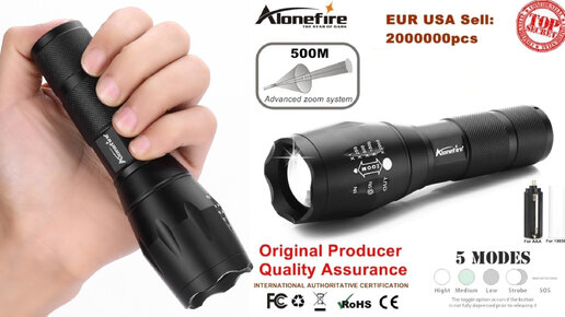 🔦 СУПЕР ЯРКИЙ ФОНАРИК ULTRAFIRE CREE XML T6 1800 ЛЮМЕН. АЛИЭКСПРЕСС