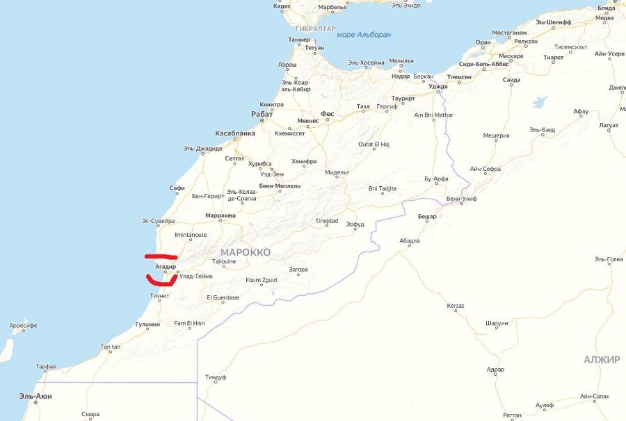 Покажи на карте марокко
