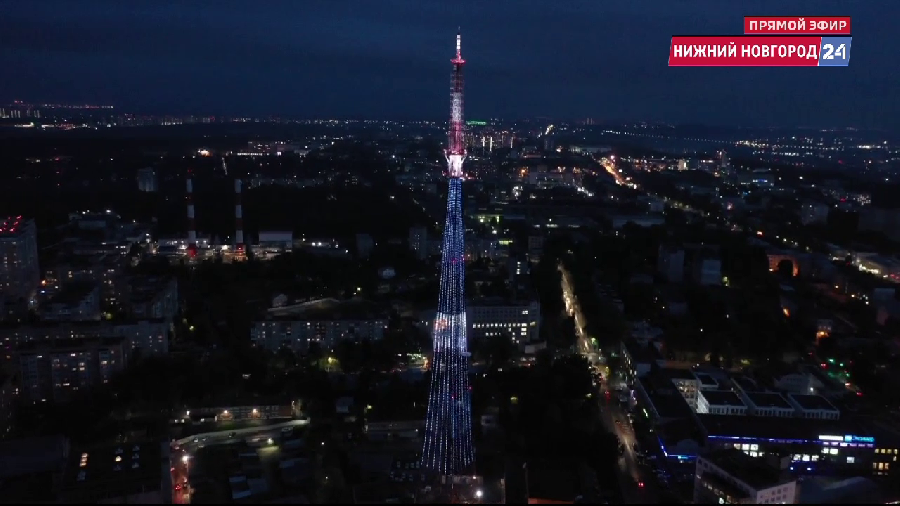 На нижегородской телебашне ведутся работы по настройке светотехнического оборудо