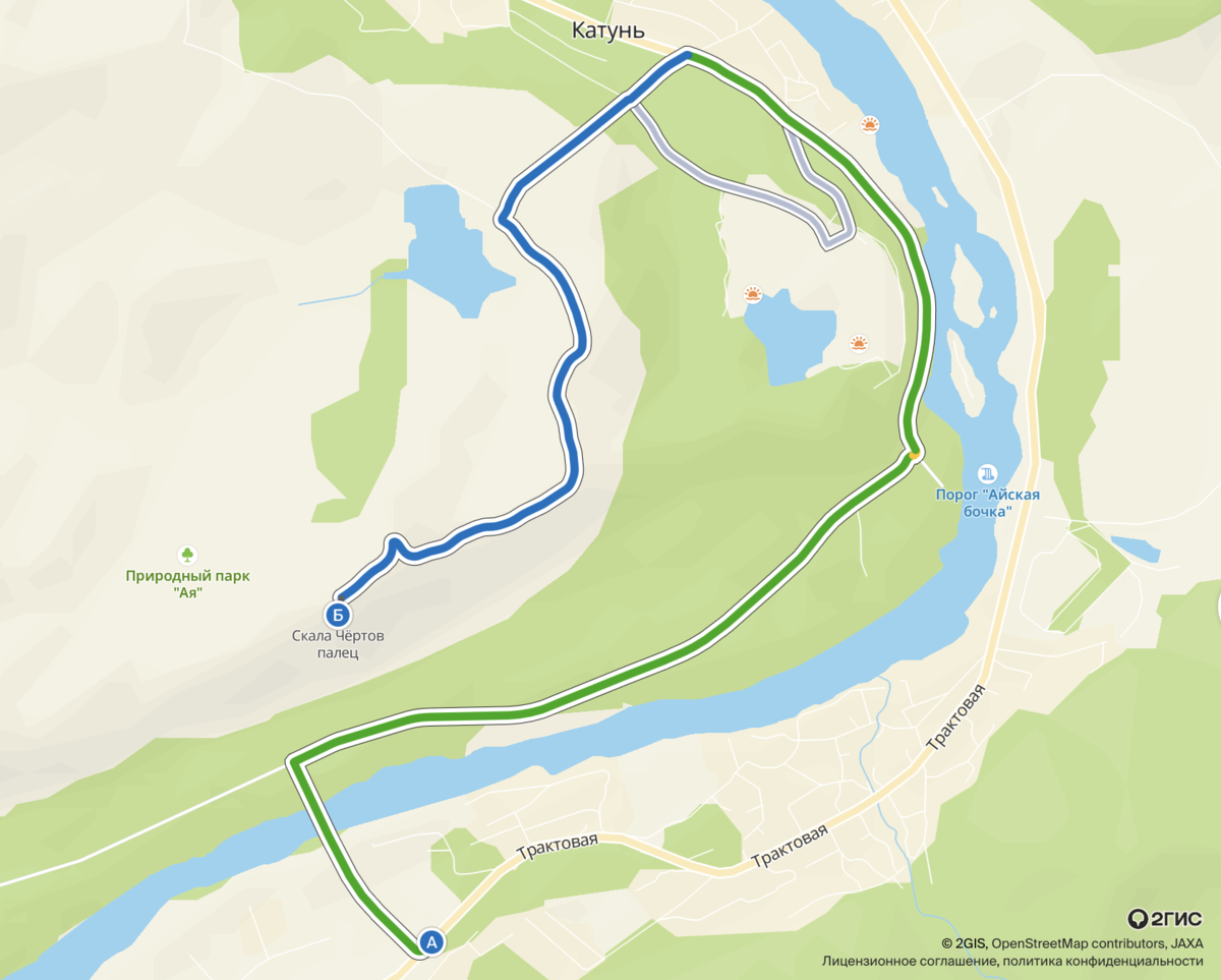 Маршрут от съезда на мост в Соузе до скалы Чёртов палец. 
