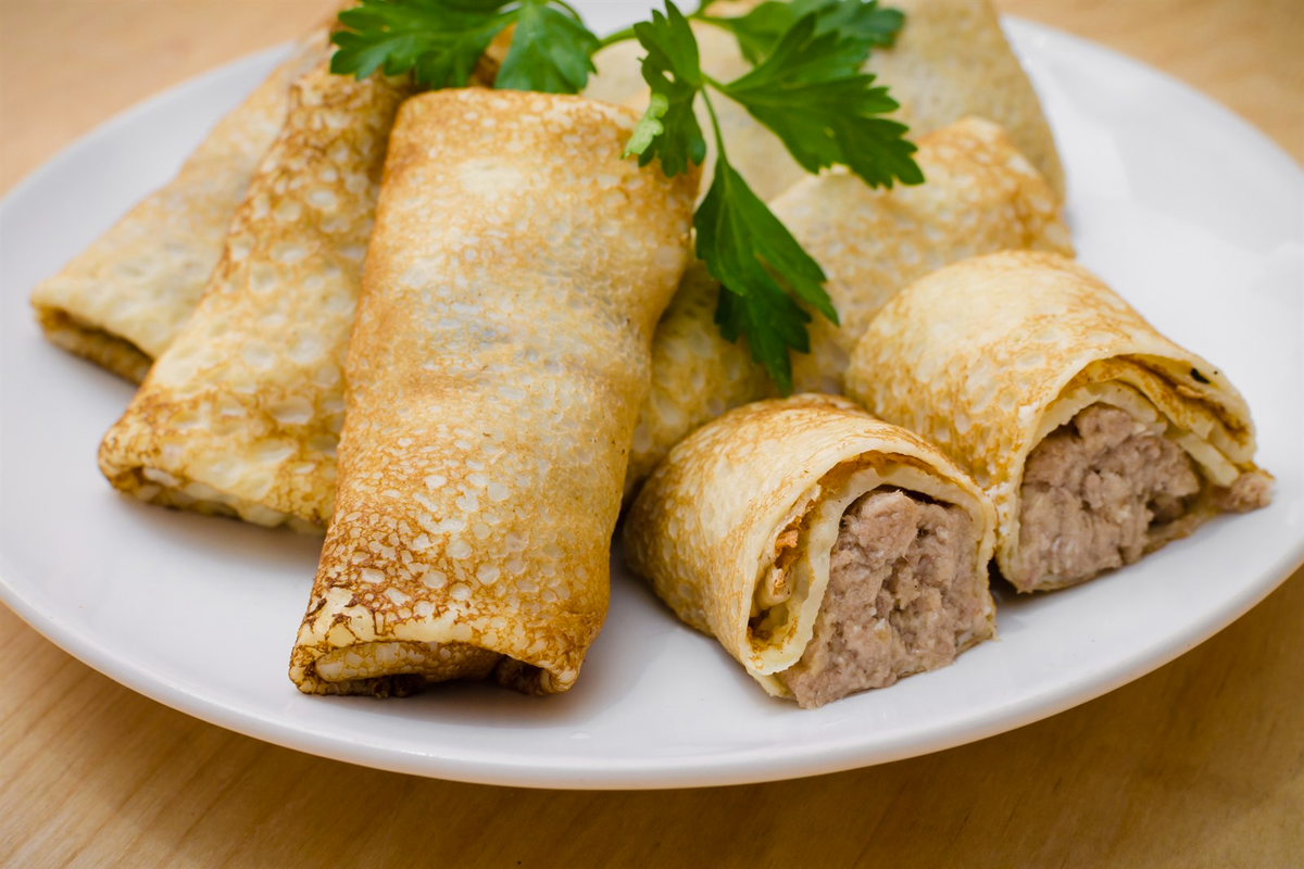 Блинчики с мясом. Заказать: https://parnoemjaso.ru/products/10242