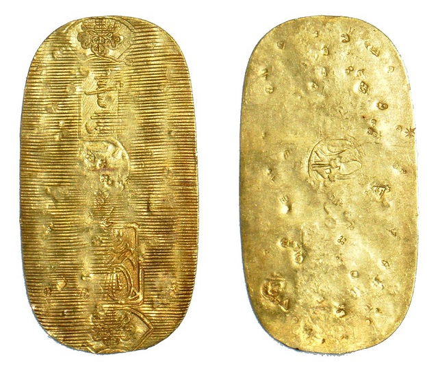 Рё — золотая монета эпохи Токугава. Источник: https://sengoku-his.com/1056