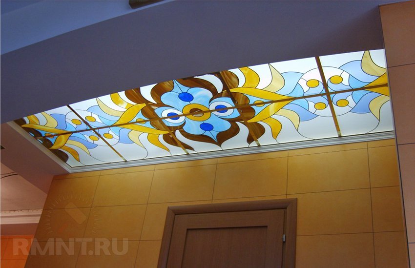 Витражный потолок с подсветкой | Стеклянная мозаика, Современный дизайн потолка, Потолок