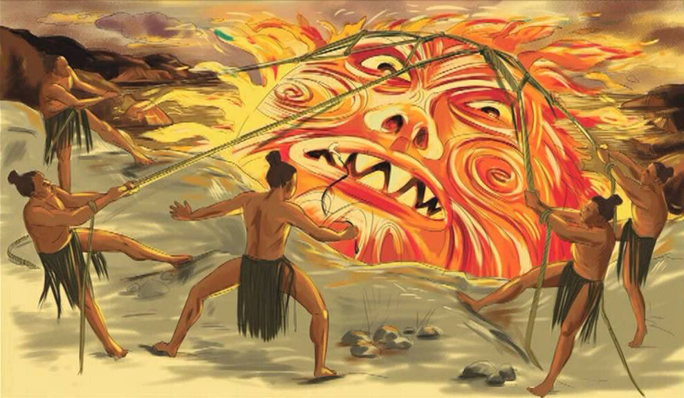 Иллюстрация к одной из легенд о полубоге Мауи