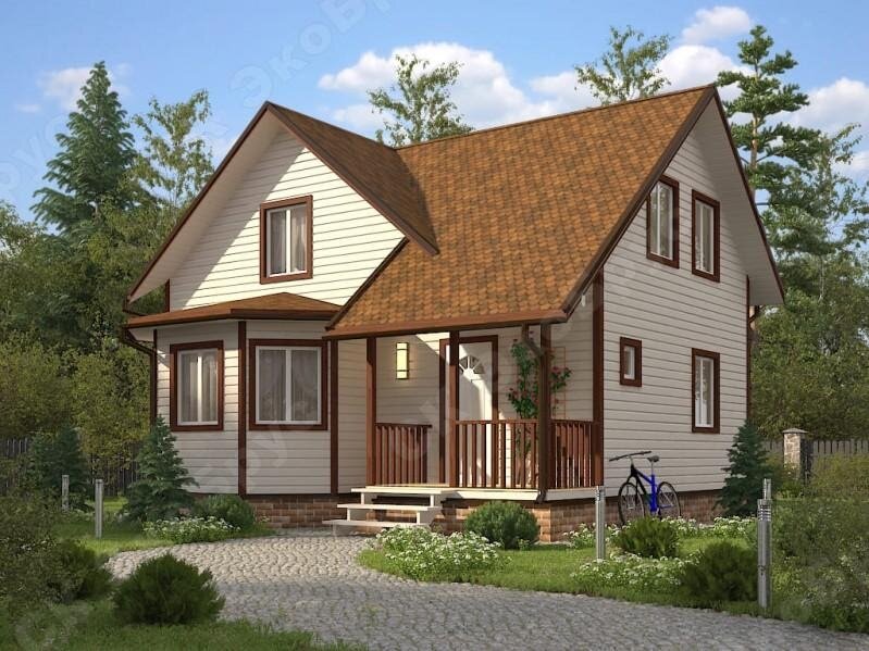 Рисунок 1. Проект полутораэтажного каркасного дома Всеволожск Д-8