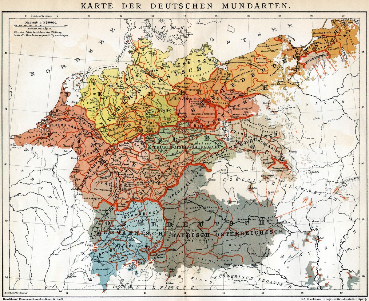 Карта немецких диалектов 1894-1897 гг. 