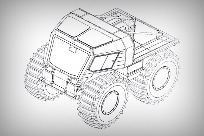 Патентное изображение вездехода-пикапа "Шерп" 