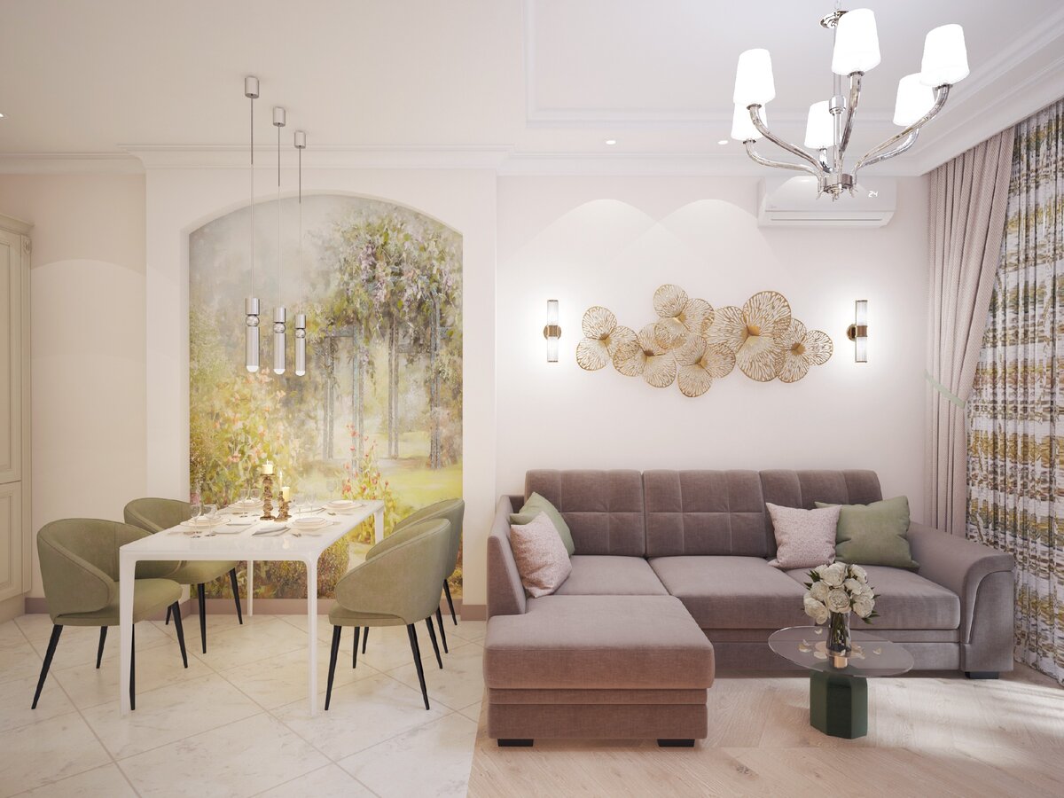 Квартира с уюным утренним садом в легкой классике - приятное сочетание традиций и современных направлений дизайна.