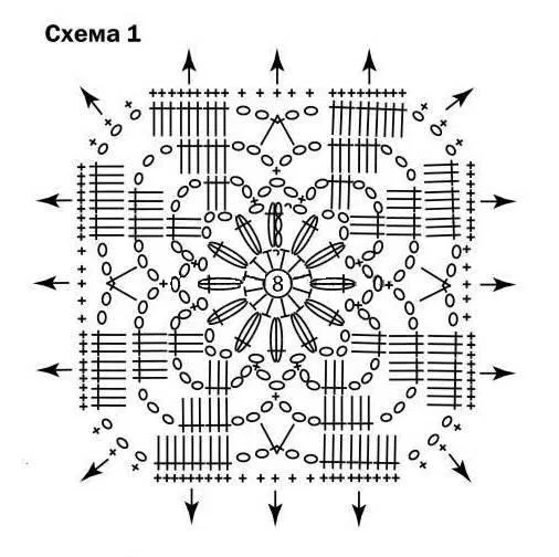 Скандинавский квадрат крючком схема