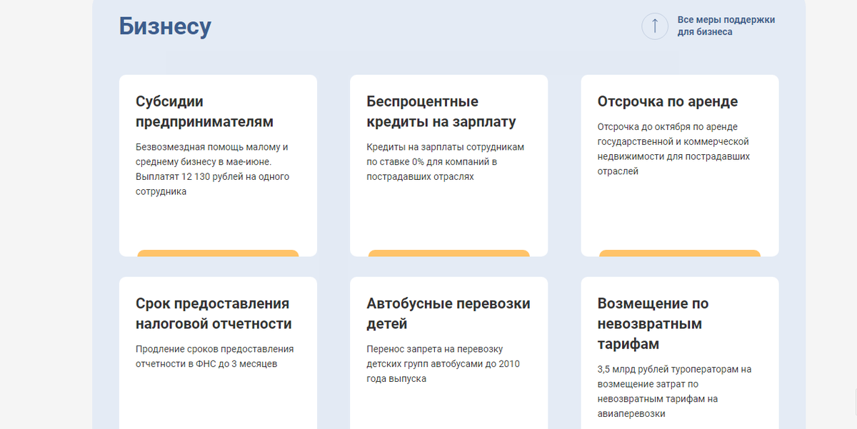 Меры по поддержке бизнеса. Листайте...