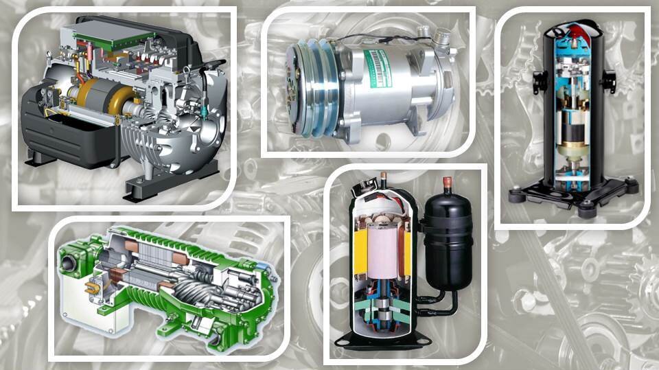 На фото: Виды компрессоров кондиционера 