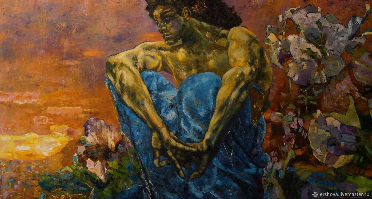 «Демон сидящий» (1890)  Михаила Врубеля.