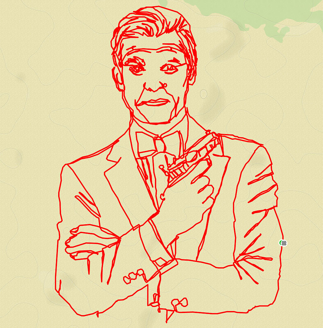 GPS-рисунок Джеймса Бонда в пустыне