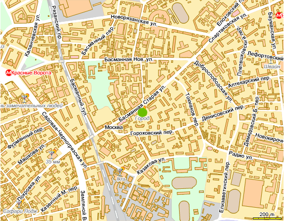 Старая и Новая Басманные улицы на карте