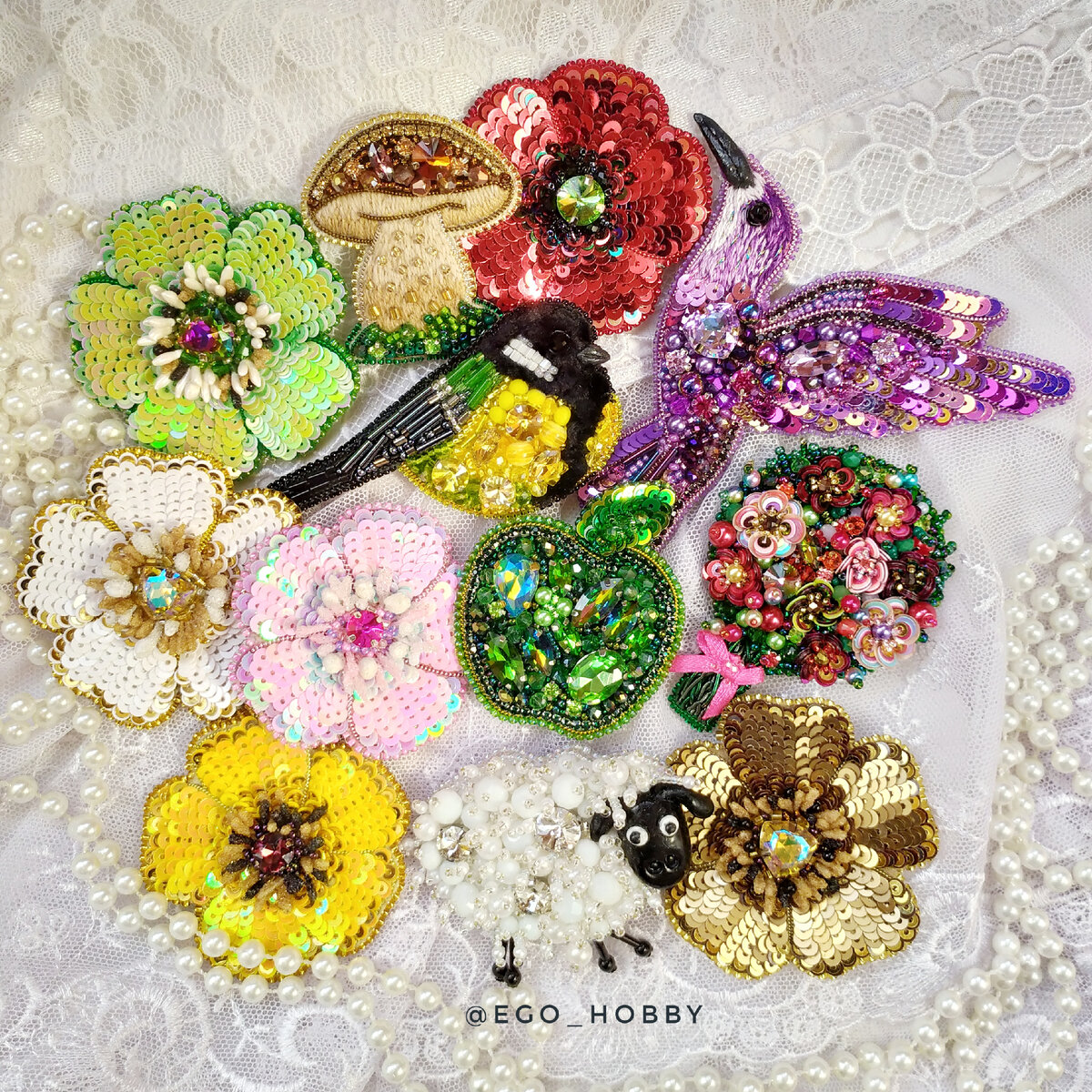 Некоторые броши, которые я создавала в 2019 году