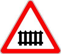    Российский дорожный знак 1.1 Железнодорожный переезд со шлагбаумом   
Quto.ru