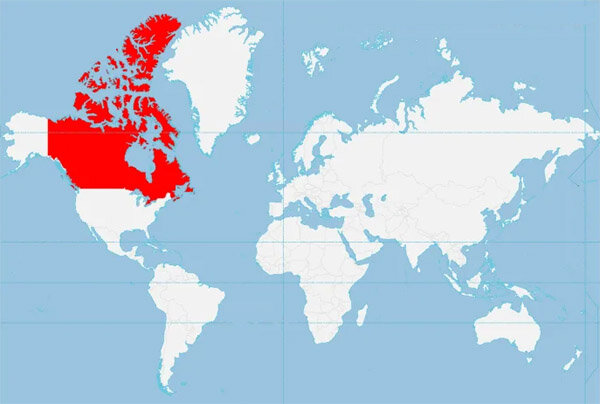 Карта где находится канада
