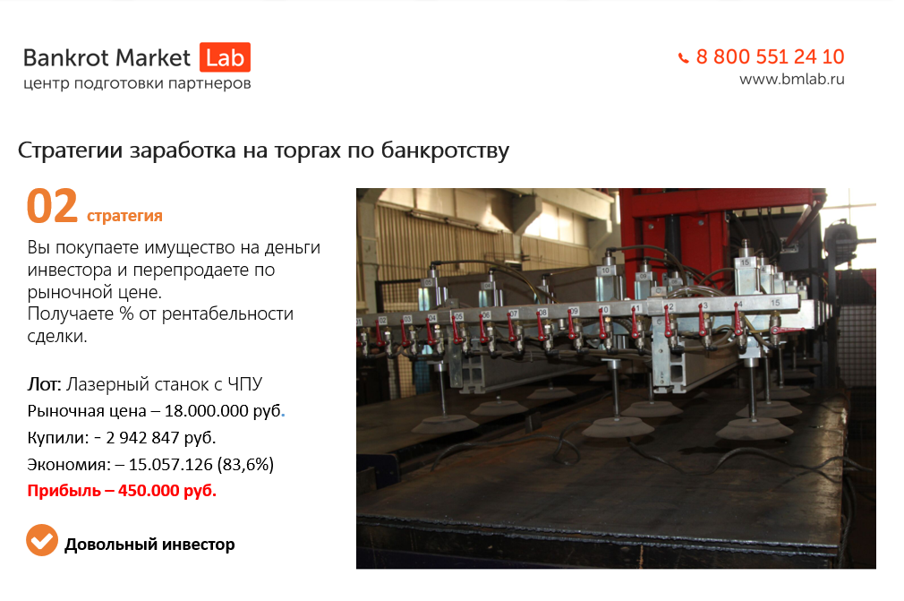 Реальный пример из практики команды Bankrot Market.