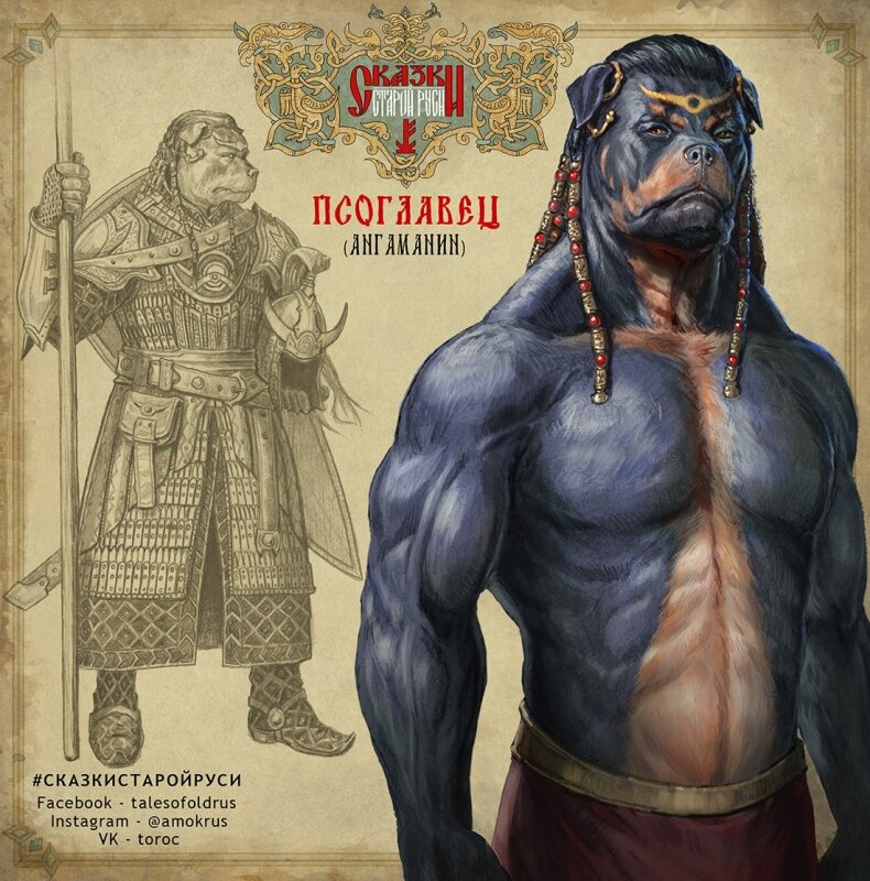 На самом деле и в славянской культуре существа с песьими головами — не редкость. Источник иллюстрации: http://www.bestiary.us