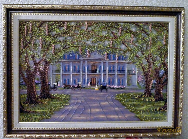 Вышивка атласными лентами по картине Р.Финале.