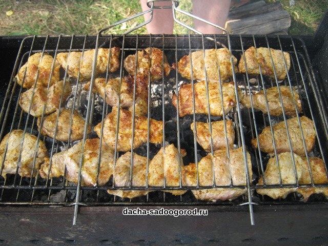 Шашлык  из курицы на мангале тоже достаточно популярен, потому что готовится быстро и мясо нежное.