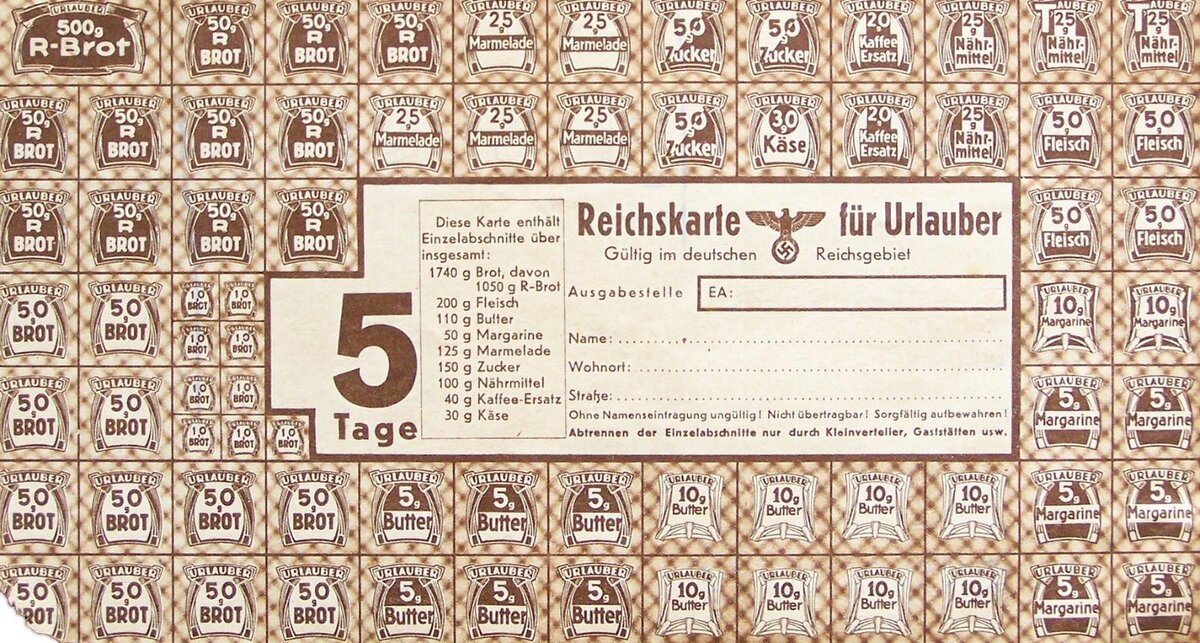 Германские продовольственные карточки, 1940-е годы. Источник: aif.ru