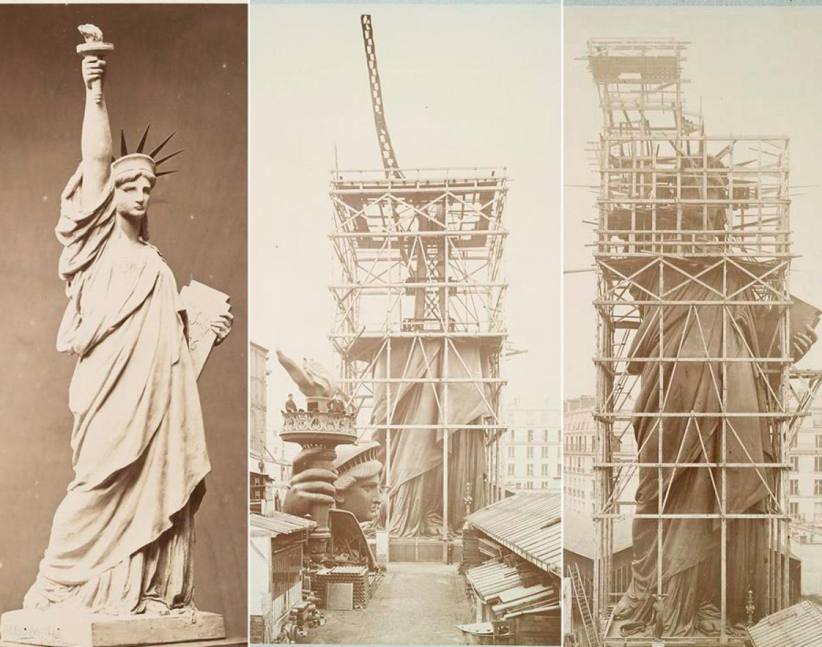 Статуи постройте. Гюстав Эйфель статуя свободы. Открытие статуи свободы в Нью-Йорке. Статуя свободы 1886. Статуя свободы Нью-Йорк 1886.