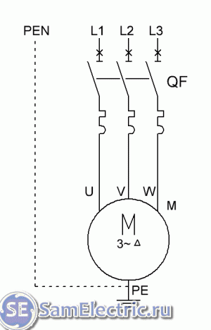 Схема подключения трехфазного двигателя к однофазной сети