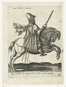 Голландский кавалерист с карабином, гравюра 1577 года.