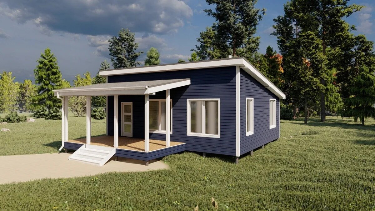 Наличие крылечка и тамбура было принципиальным. Но данный домик больше похож на строительный вагончик. 