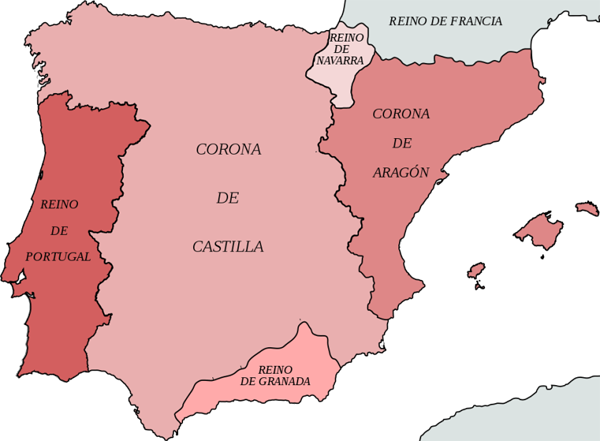 Королевства Пиренейского полуострова к 1400 году