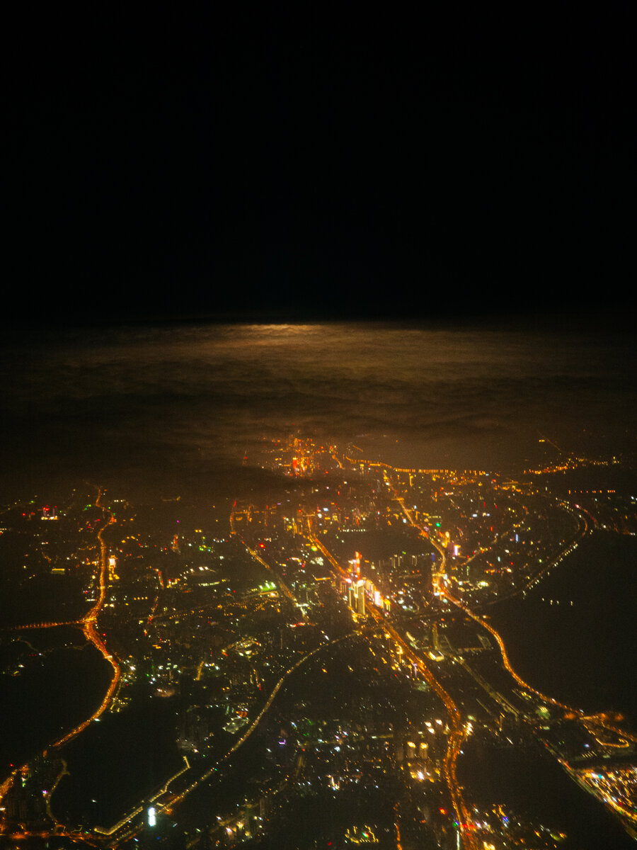 Екатеринбург с самолета ночью