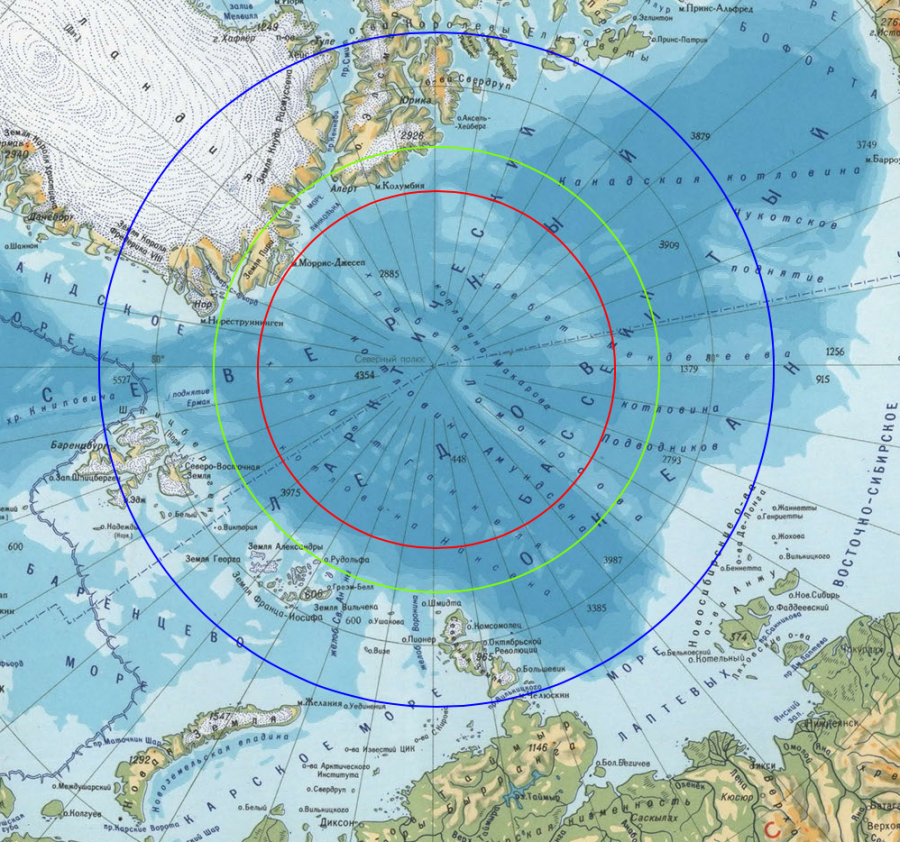 Где расположено это место. Северный полюс на карте.