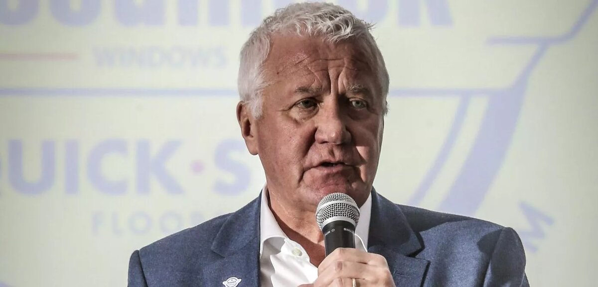 Calpe, Spain — wielrennen — cycling — cyclisme — radsport — Patrick Lefevere pictured during the official team presentation of the Deceuninck Quick-Step cycling team 2019 at the Hotel Suitopia on January 08, 2018 in Calpe, Spain — photo PJV/PN/Cor Vos © 2019