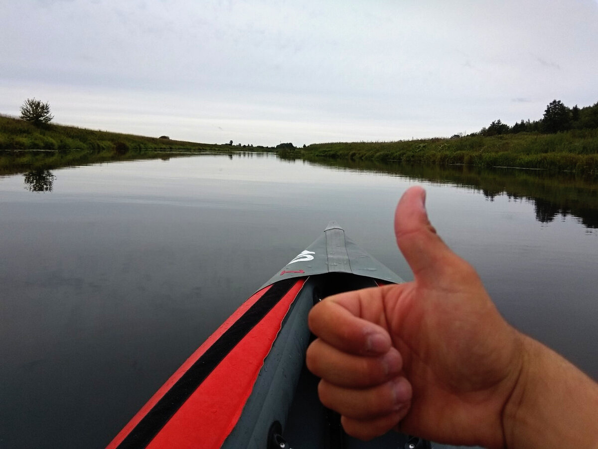 Один из первых заплывов на байдарке