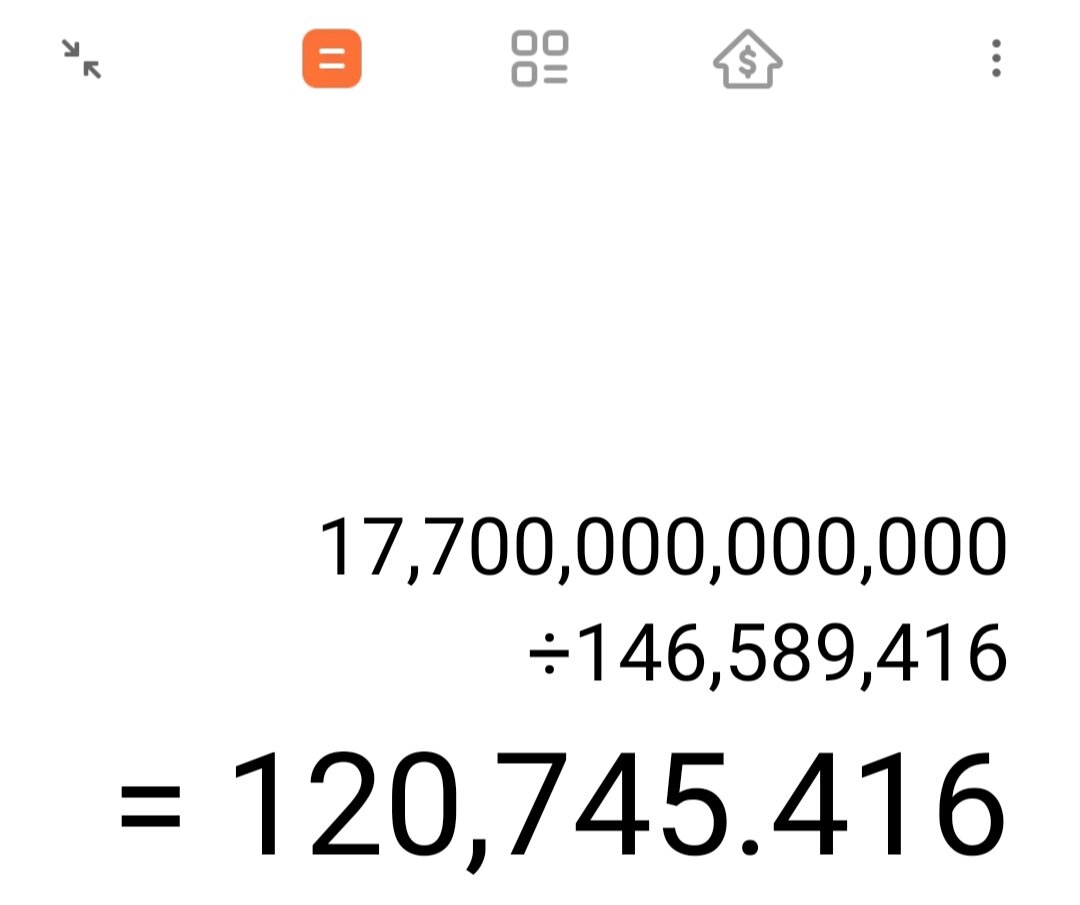 Мы получили,что на каждого человека в России приходится сумма в 120,745₽