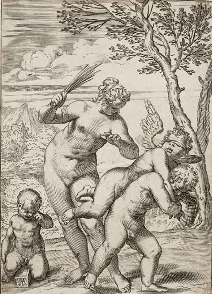 Агостино Карраччи. Венера, наказывающая Амура, 1590 г.