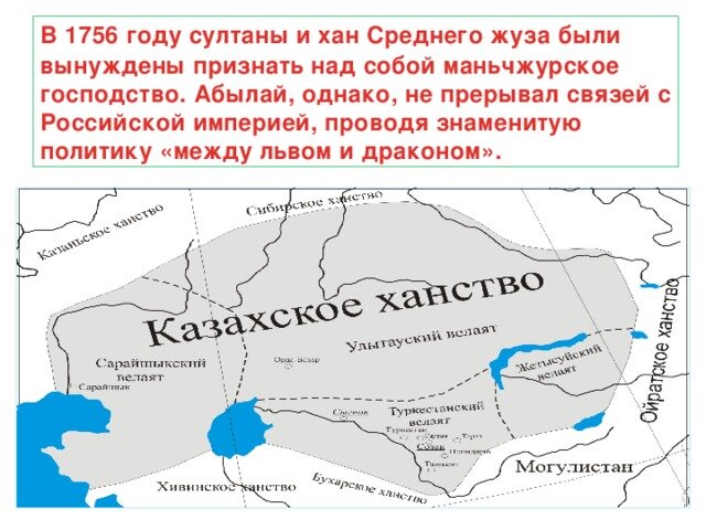 карта приблизительного размещения земель жузов и контуры границ современного казахстана.